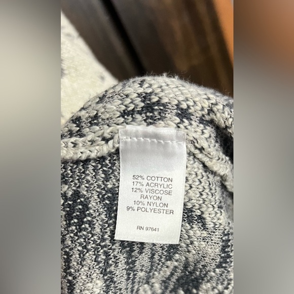 J. JILL White Gray Long Sleeve Jacquard Topper Longline Coat Jacket Size:Small - Picture 9 of 15